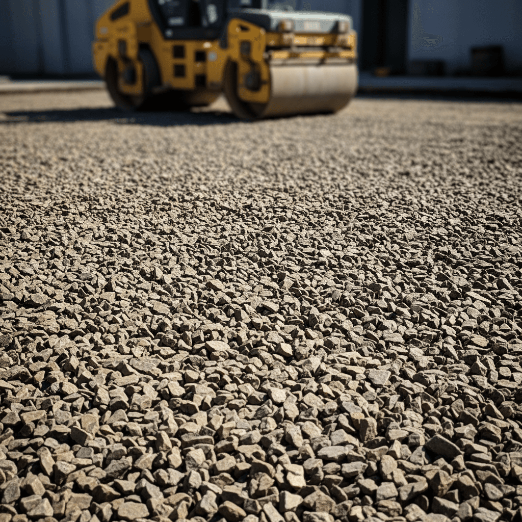 Compacted gravel base ready for concrete