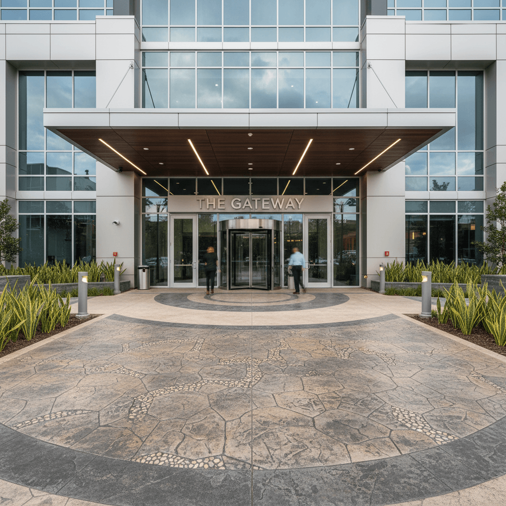 Stamped concrete commercial entrance