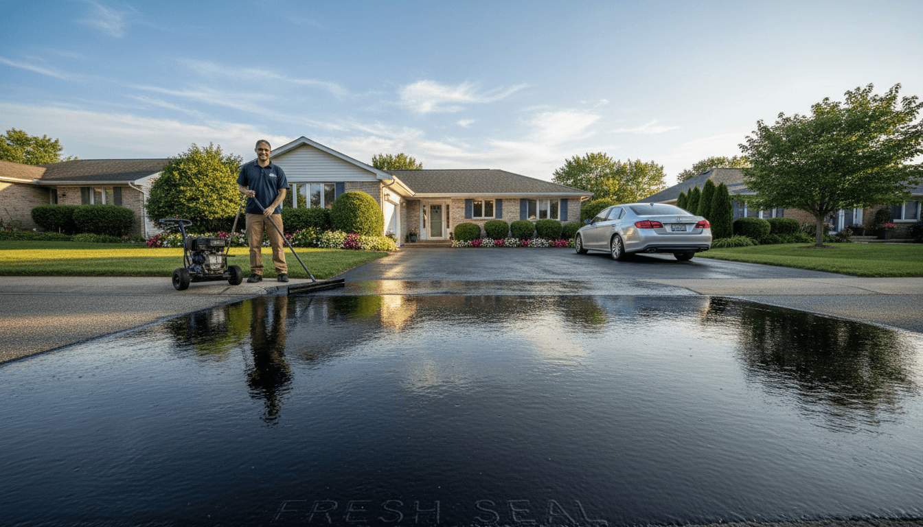 Finished concrete driveway with smooth finish and clean edges